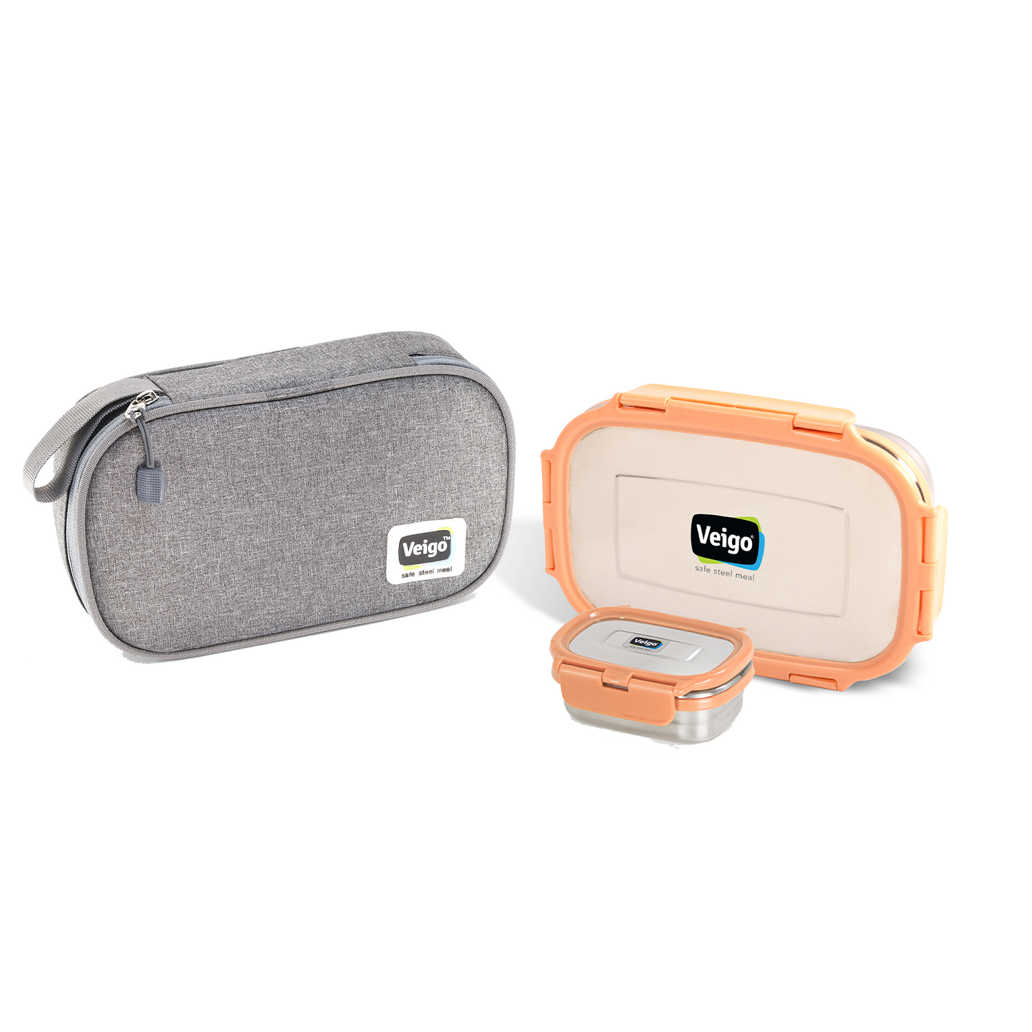 Veigo Jumbo Steel Lunch Box Set with Pouch