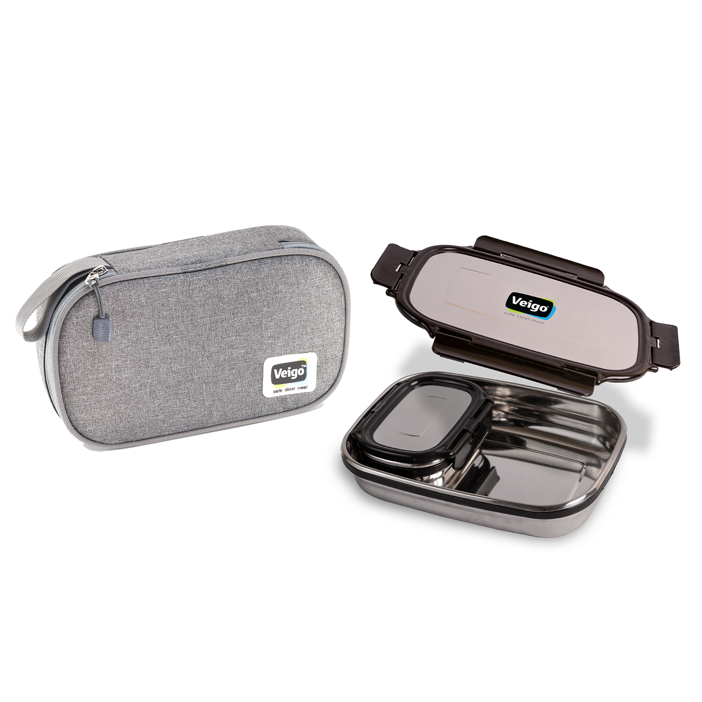 Veigo Jumbo Steel Lunch Box Set with Pouch