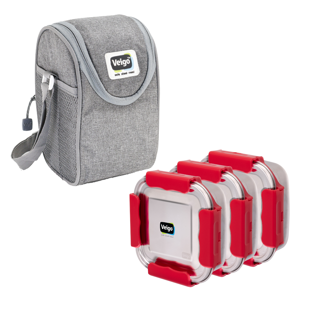 Veigo LunchBoss Combo- Tower of 3 in lunch bag