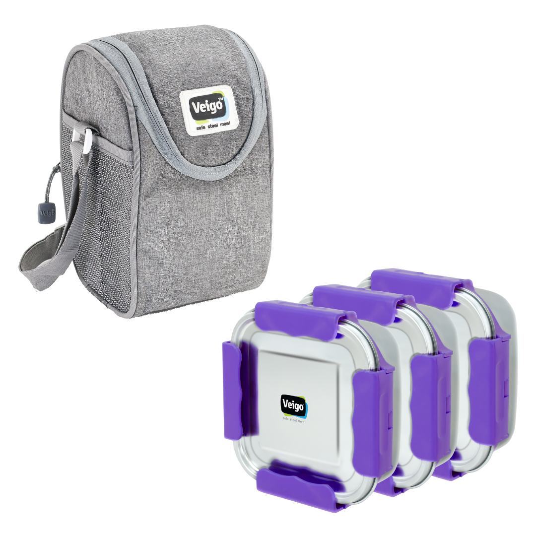 Veigo LunchBoss Combo- Tower of 3 in lunch bag